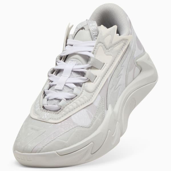 Scoot Zeros II Basketball Shoes Youth, Glacial Gray-PUMA White, extralarge