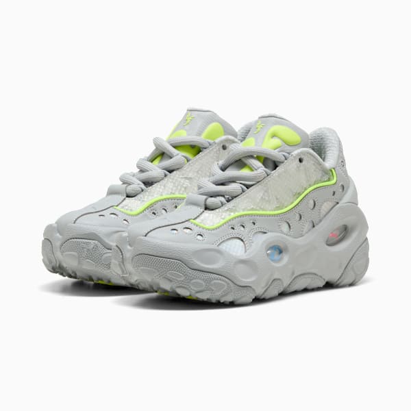LaFrancé RNR Big Kids' Sneakers, Flat Light Gray-Sunset Glow-Yellow Alert, extralarge