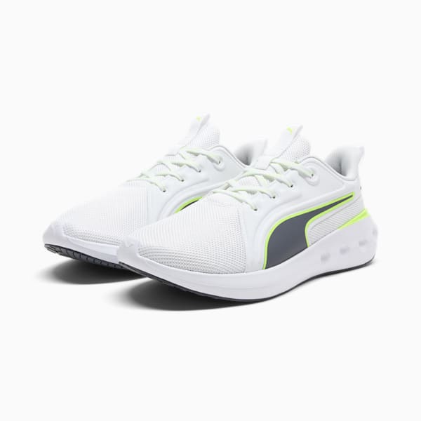 Zapatos para correr en asfalto para hombre Softride Carson Lace Speck, PUMA White-Galactic Gray-Yellow Alert, extralarge