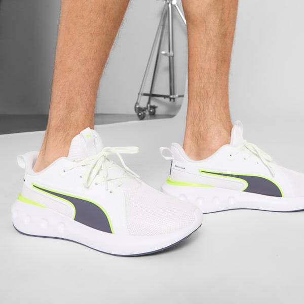 Zapatos para correr en asfalto para hombre Softride Carson Lace Speck, PUMA White-Galactic Gray-Yellow Alert, extralarge