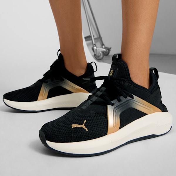 Tenis de running para mujer Metallic Softride Enzo 5, PUMA Black-Warm White-PUMA Gold, extralarge