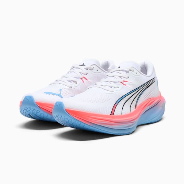 PUMA x ALEX TOUSSAINT Deviate NITRO™ 3 Men's Running Shoes, PUMA White-Team Light Blue-PUMA Silver, extralarge