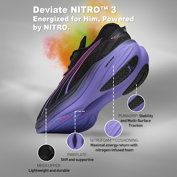 Deviate NITRO™ DIGITOKYO Men's Running Shoes, PUMA Black-Dark Amethyst, extralarge-IND