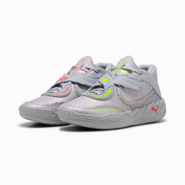 PUMA x LAMELO BALL MB.05 Metallic Basketball Shoes, Vibrant Silver-Yellow Alert-Glowing Red, extralarge
