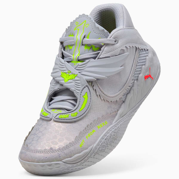 PUMA x LAMELO BALL MB.05 Metallic Basketball Shoes, Vibrant Silver-Yellow Alert-Glowing Red, extralarge