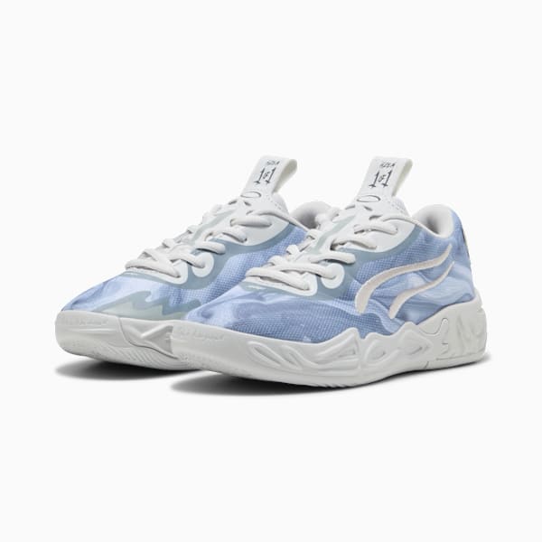 PUMA x LAMELO BALL MB.04 Lo Team Little Kids' Basketball Shoes, Feather Gray-Cool Mid Gray-Cool Dark Gray, extralarge