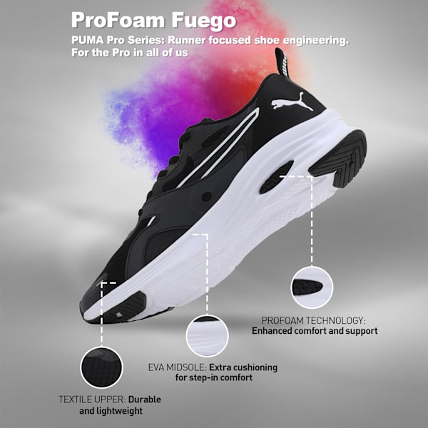 FUEGO Profoam Men’s Responsive Cushioned Running Shoes, Puma Black-Puma White, extralarge-IND