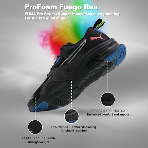 FUEGO Profoam Men’s Responsive Cushioned Running Shoes, Puma Black-Lava Blast-Yellow Alert, extralarge-IND