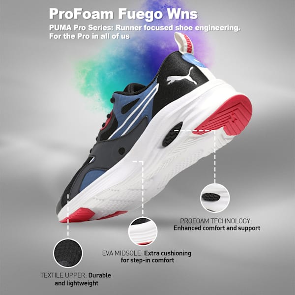 ProFoam Women's Running Shoes, Puma Black-Blue Glimmer-Nrgy Rose, extralarge-IND