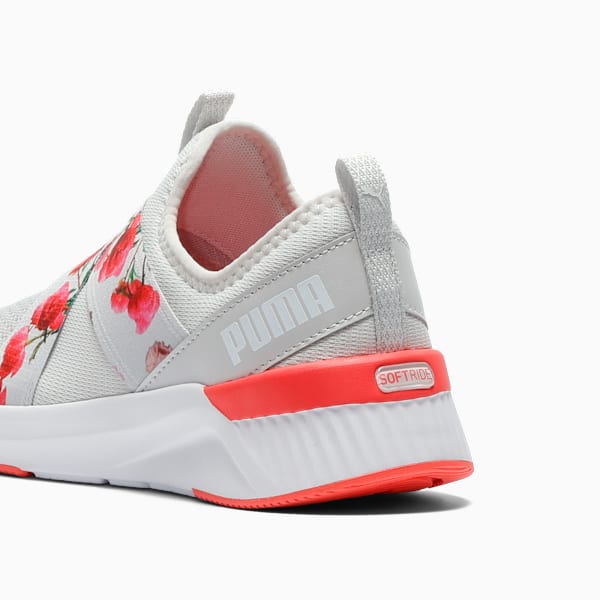 SOFTRIDE Harli Slip-On Floral Sneakers Women, Feather Gray-Peach Frost-PUMA White, extralarge
