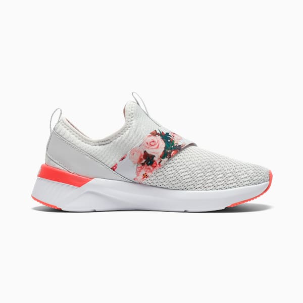 SOFTRIDE Harli Slip-On Floral Sneakers Women, Feather Gray-Peach Frost-PUMA White, extralarge