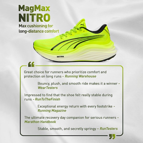 MagMax NITRO Men's Maximum Cushioning Running Shoes, Yellow Alert-PUMA Black, extralarge-IND