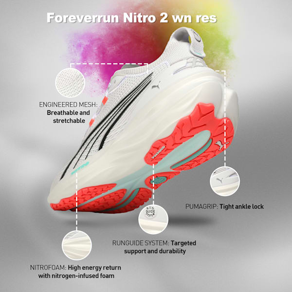 ForeverRun NITRO 2 Women's Stability Running Shoes, PUMA White-Aquatic, extralarge-IND
