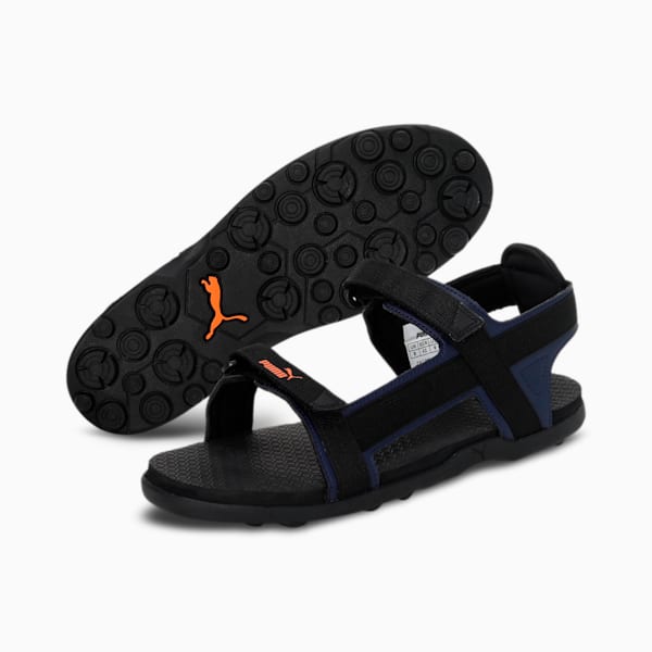 Prego Women's Sandals, Peacoat-Puma Black-Jaffa Orange, extralarge-IND