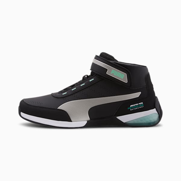 Mercedes-AMG Petronas Kart Cat Mid LQDCELL Men's Motorsport Shoes, Puma Black-Puma Silver, extralarge