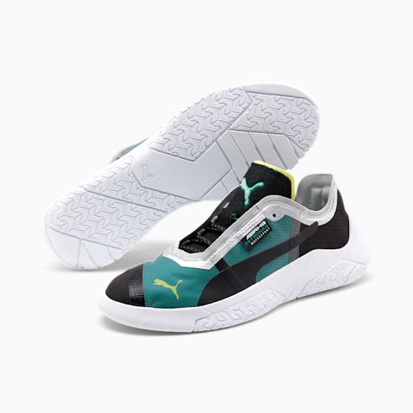 Mercedes-AMG Petronas Replicat-X Men's Motorsport Shoes, Puma Black-Puma White-Spectra Green, extralarge