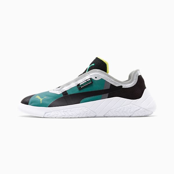 Mercedes-AMG Petronas Replicat-X Men's Motorsport Shoes, Puma Black-Puma White-Spectra Green, extralarge