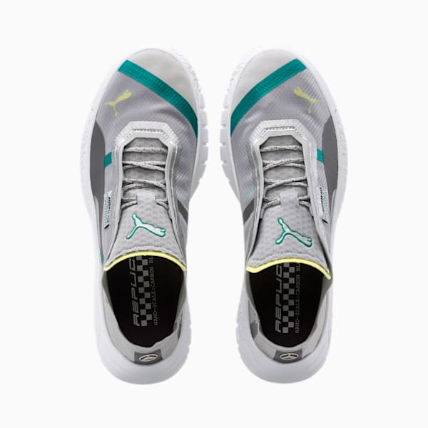 Mercedes-AMG Petronas Replicat-X Men's Motorsport Shoes, Mercedes Team Silver-Puma White-Spectra Green, extralarge