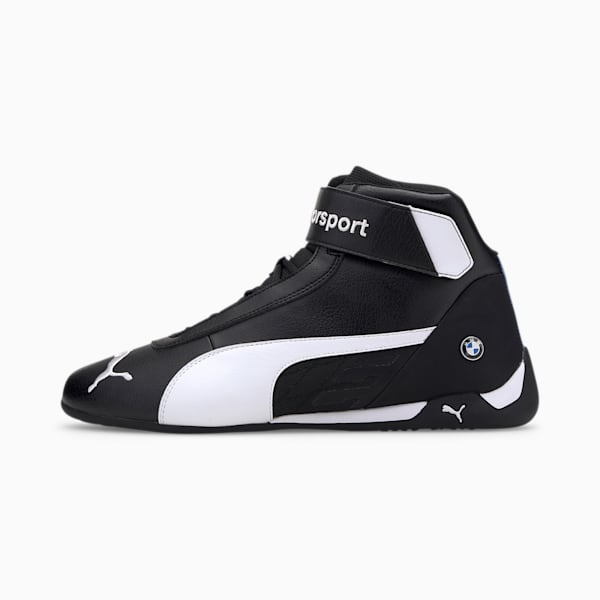 BMW M Motorsport R-Cat Mid Men's Motorsport Shoes, Puma Black-Puma White, extralarge