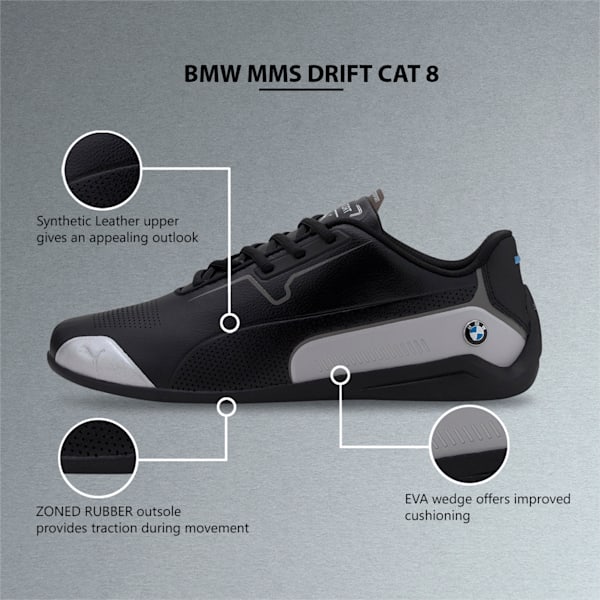 BMW M Motorsport Drift Cat 8 Unisex Motorsport Shoes, Puma Black-Puma Silver, extralarge-IND