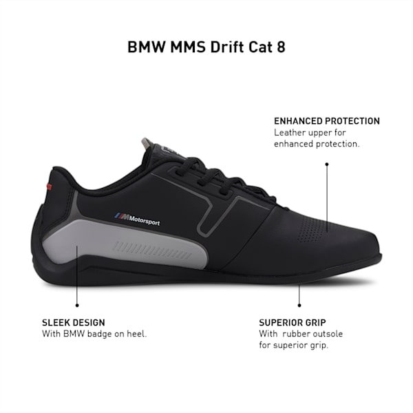 BMW M Motorsport Drift Cat 8 Unisex Motorsport Shoes, Puma Black-Puma Silver, extralarge-IND