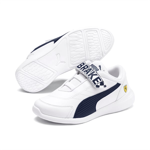 Scuderia Ferrari Kart Cat III Little Kids' Shoes, Puma White-Peacoat, extralarge