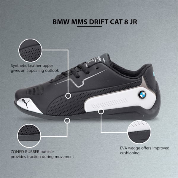 BMW M Motorsport Drift Cat 8 Youth Shoes, Puma Black-Puma Silver
