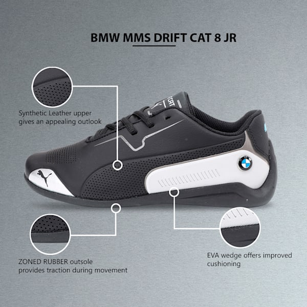 BMW M Motorsport Drift Cat 8 Youth Sneakers, Puma Black-Puma Silver, extralarge-IND