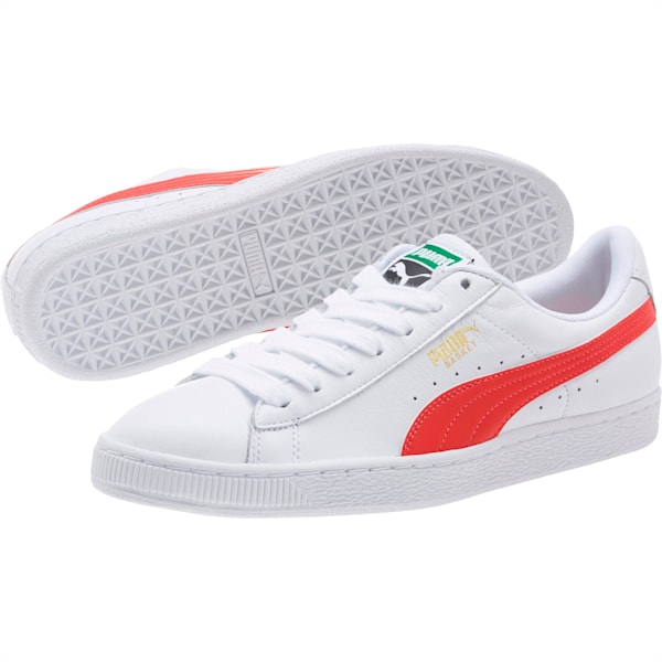 Heritage Basket Classic Sneakers, Puma White-Flame Scarlet, extralarge