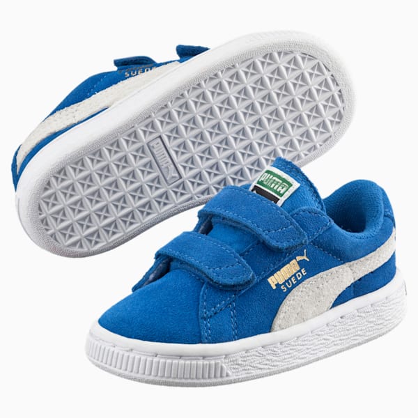 Suede 2 Straps Little Kids' Sneakers, Snorkel Blue-Puma White, extralarge