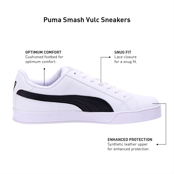 Smash Vulc Unisex Sneakers, white-black