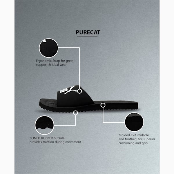 Purecat Unisex Slides, black-white, extralarge-IND