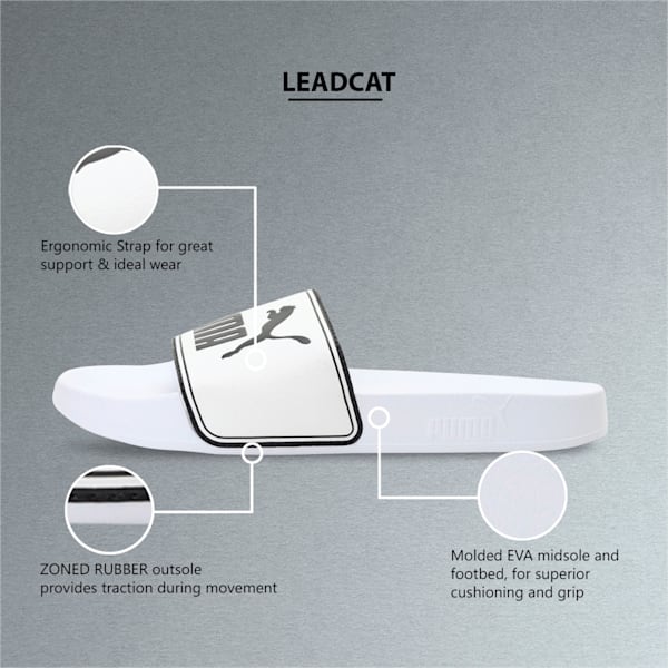 Leadcat Men's Slides, Puma White-Puma Black, extralarge-IND