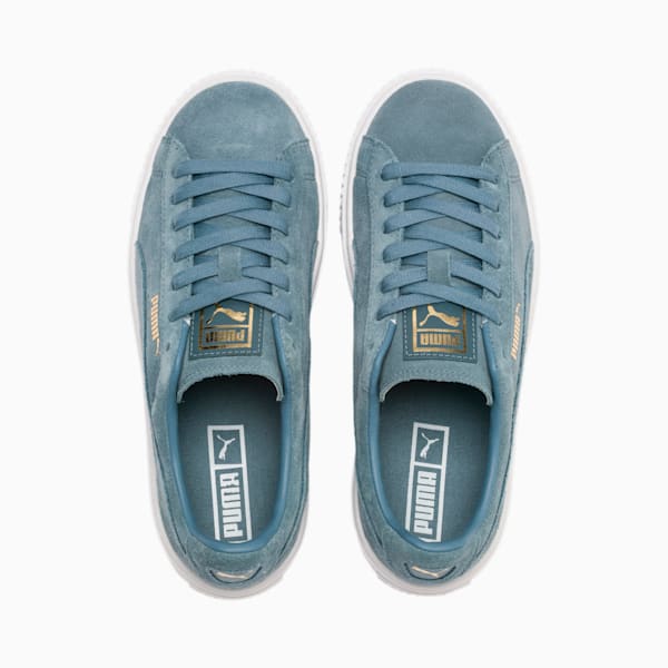 Suede Platform Women's Sneakers, Bluestone-Puma Team Gold, extralarge