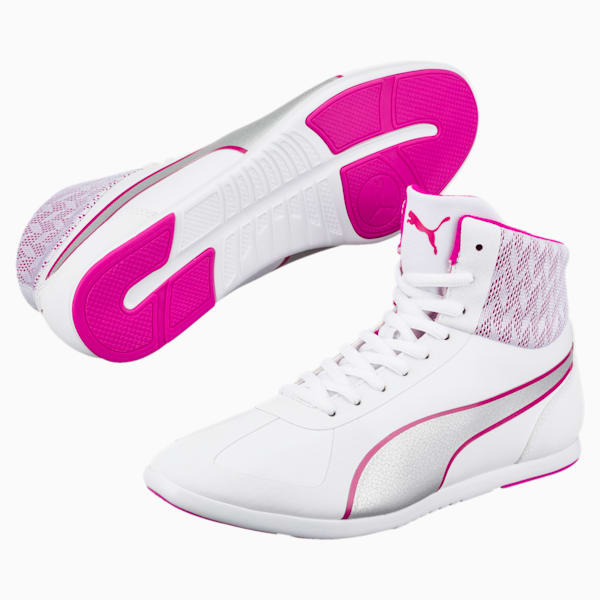 Modern Soleil Mid Quill Women's High Tops, Puma White-Puma Silver, extralarge-IND