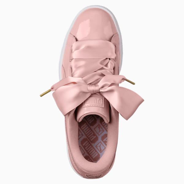 Basket Heart Patent Women's Sneakers, Peach Beige-Peach Beige, extralarge