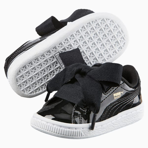 Basket Heart Patent Little Kids' Shoes, Puma Black-Puma Black, extralarge