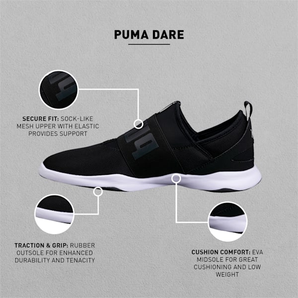 PUMA Dare Unisex Sneakers, Puma Black-Puma White