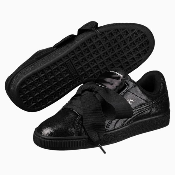 Basket Heart Night Sky Women's Shoes, Puma Black-Puma Black, extralarge-IND