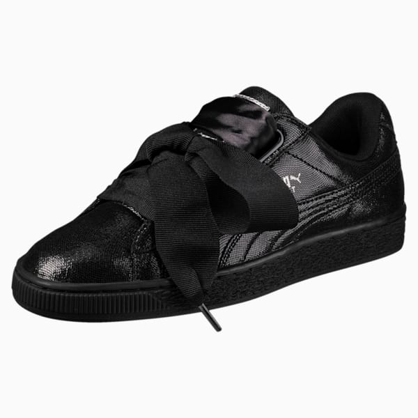 Basket Heart Night Sky Women's Shoes, Puma Black-Puma Black, extralarge-IND
