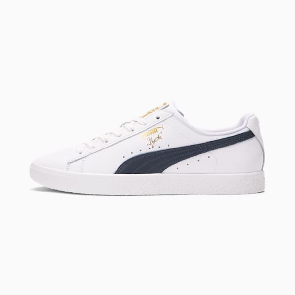 Tenis para hombre Clyde Core Foil, Puma White-Puma New Navy-Puma Team Gold, extralarge