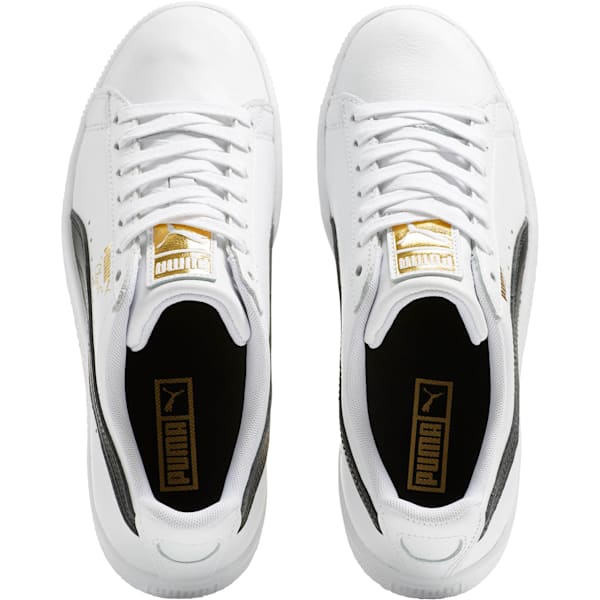 Clyde Core Foil Women’s Sneakers, Puma White-Puma Black-Puma Team Gold, extralarge