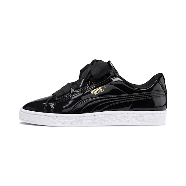 Basket Heart Patent Sneakers JR, Black-PRISM PINK-Gold-White, extralarge