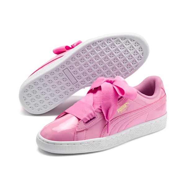 Basket Heart Patent Sneakers JR, PRISM PINK-Peacoat-Gold-Puma White, extralarge