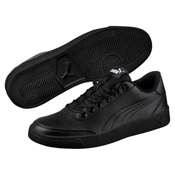 Court Breaker Leather Mono Shoes, Puma Black-Puma Black, extralarge-IND