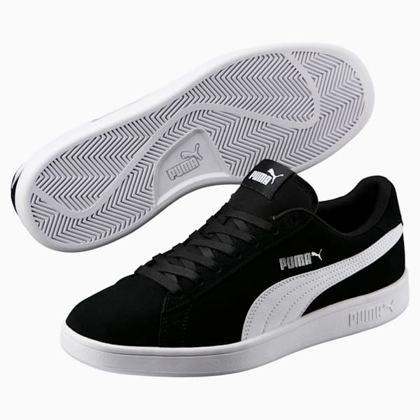 Smash v2  Unisex Sneakers, Puma Black-Puma White-Puma Silver, extralarge-IND