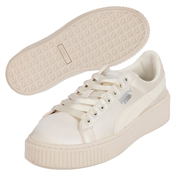 Basket Platform Tween Kids' Training Shoes, Whisper White-Whisper White, extralarge-IND