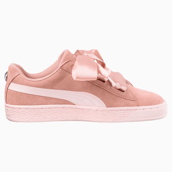 Suede Heart Jewel Sneakers JR, Peach Beige-Pearl, extralarge