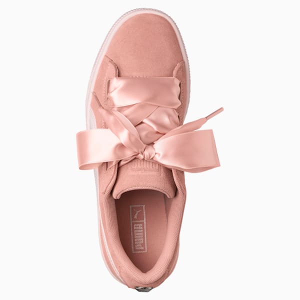 Suede Heart Jewel Sneakers JR, Peach Beige-Pearl, extralarge