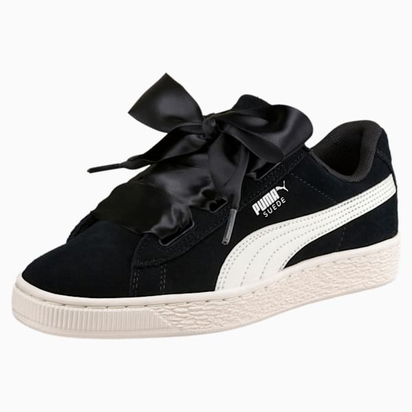 Suede Heart Jewel Sneakers JR, Puma Black-Whisper White, extralarge